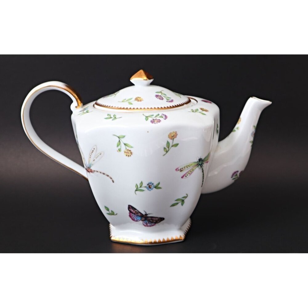 Vintage Godinger China Primavera Teapot with Lid Dragonfly 4 Cups